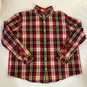 Vineyard Vines Plaid Slim Fit Button Up Whale Shirt Men's 2XL XXL Red Yellow